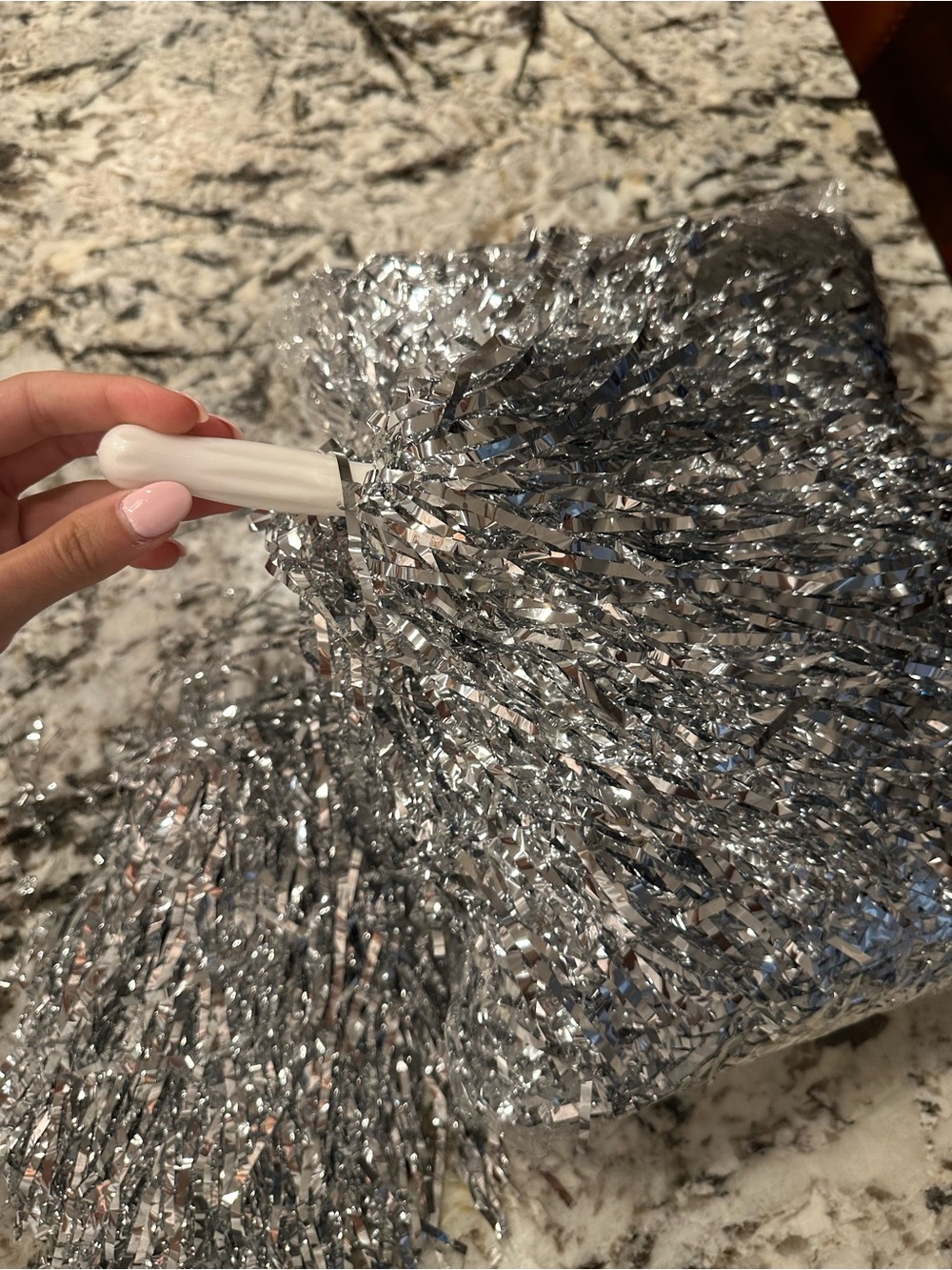 Silver Metallic Pom Pom Cheer Pom